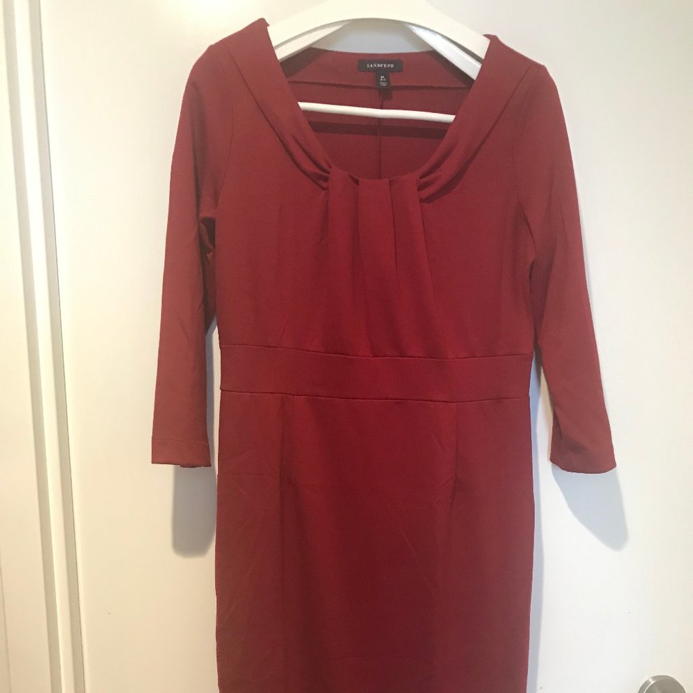 NWOT Lands' End 3/4 sleeve ponte sheath dress, M